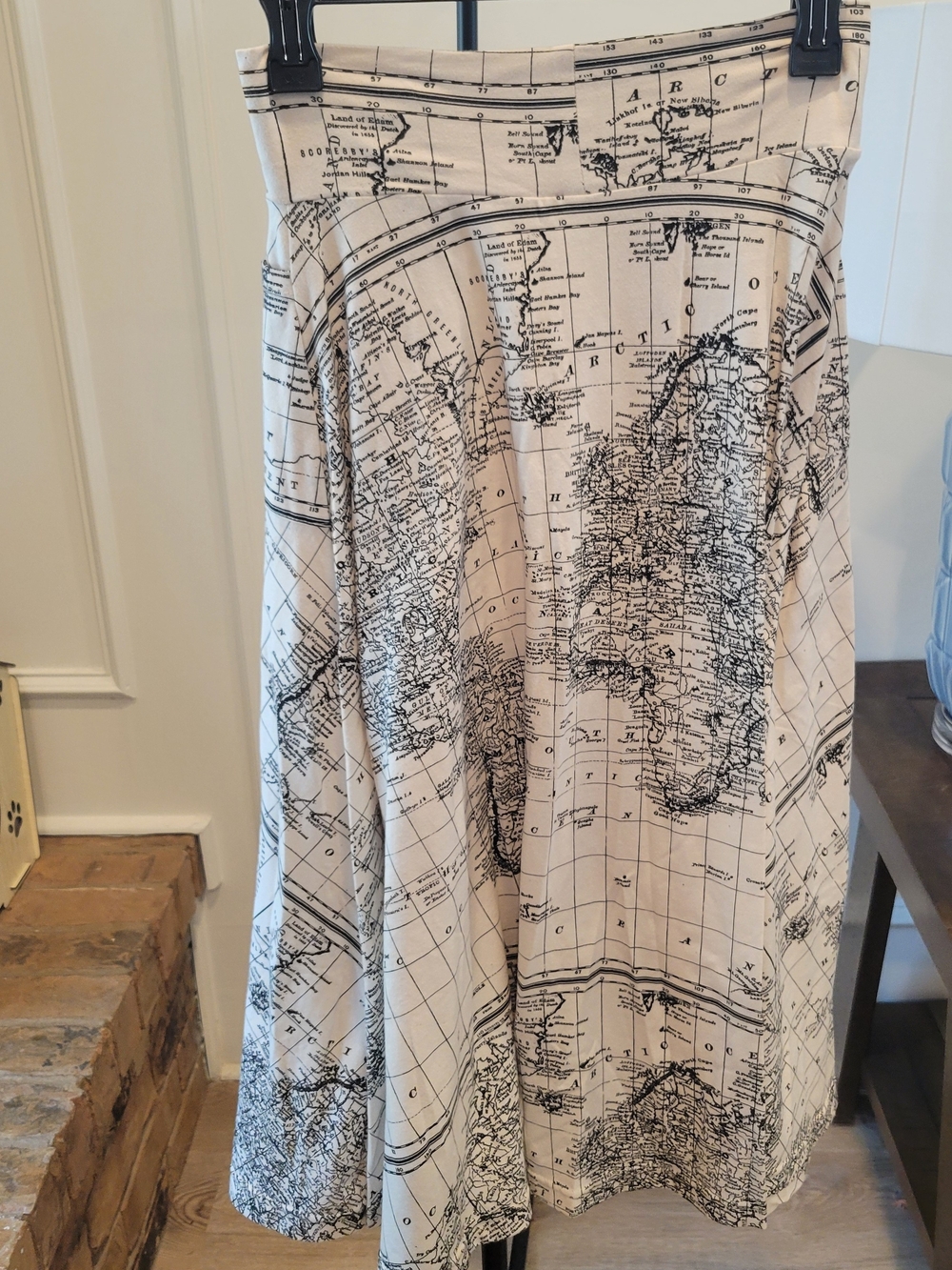 Effie's Heart Beige and Black Map-Print A-Line Skirt - Picture 4 of 4